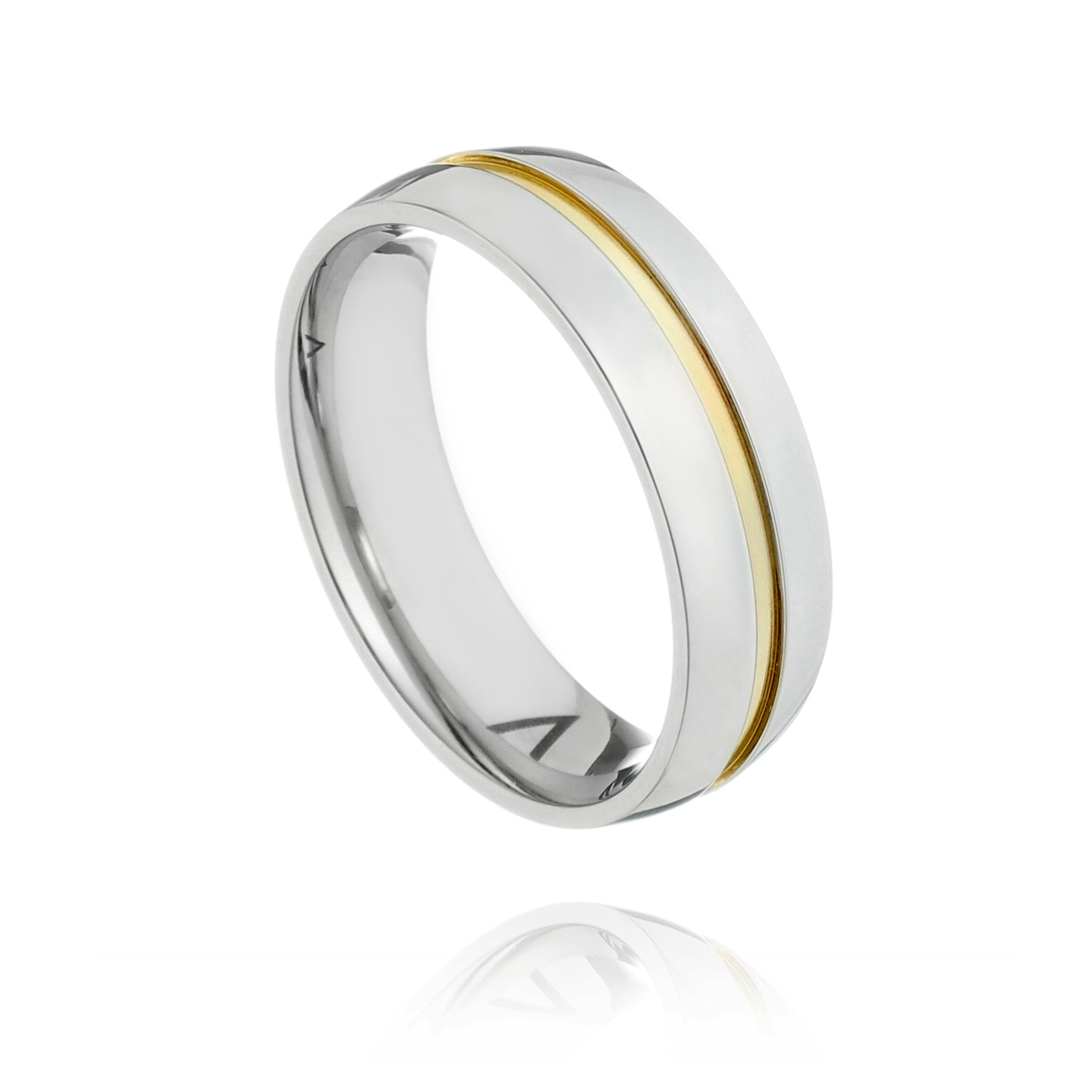 Aliança Basic com Filete Dourado