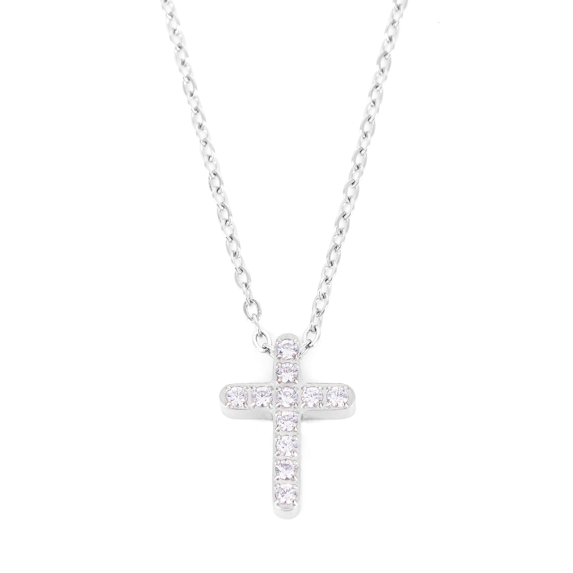 Collar de Cruz en Acero con Zirconita