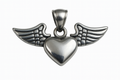 Colgante en Acero Dark Corazón con Alas